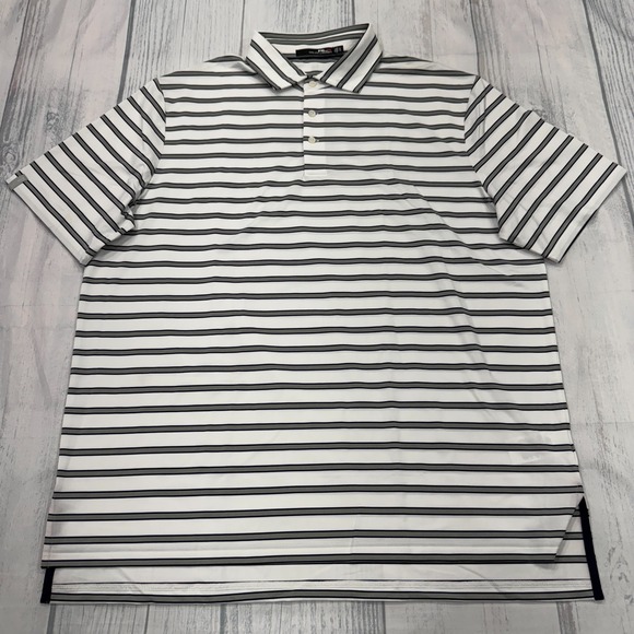 NWOT RLX Ralph Lauren Golf Polo Shirt XL Gray White UV Protection Mens